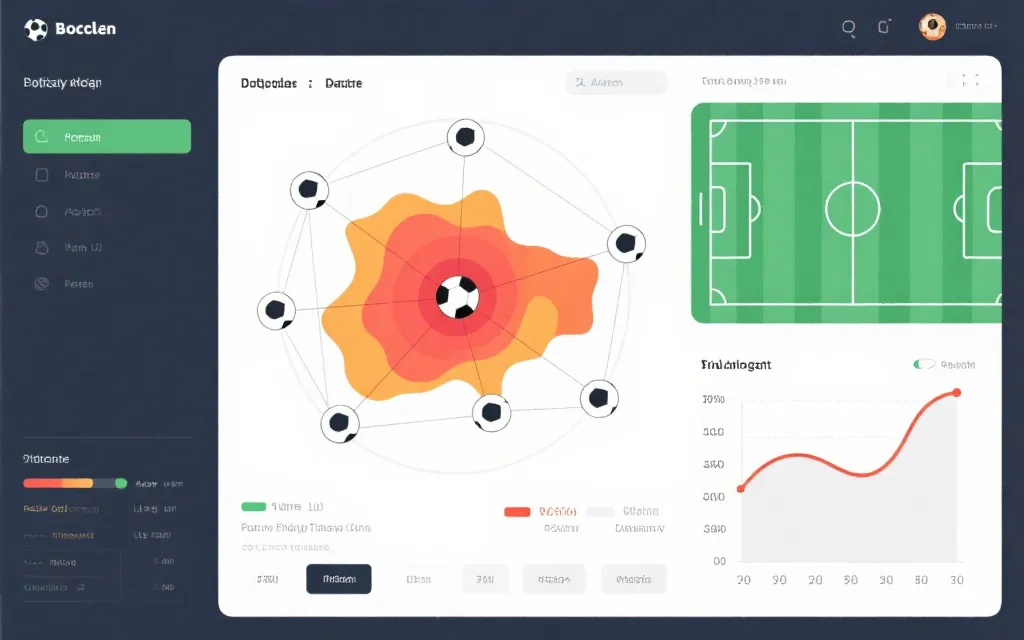 足球战术数据面板：热区、传球网络与概率曲线
